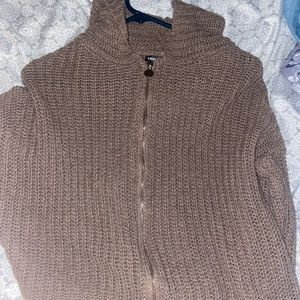 Knitted zip up jacket, size: small, color: tan